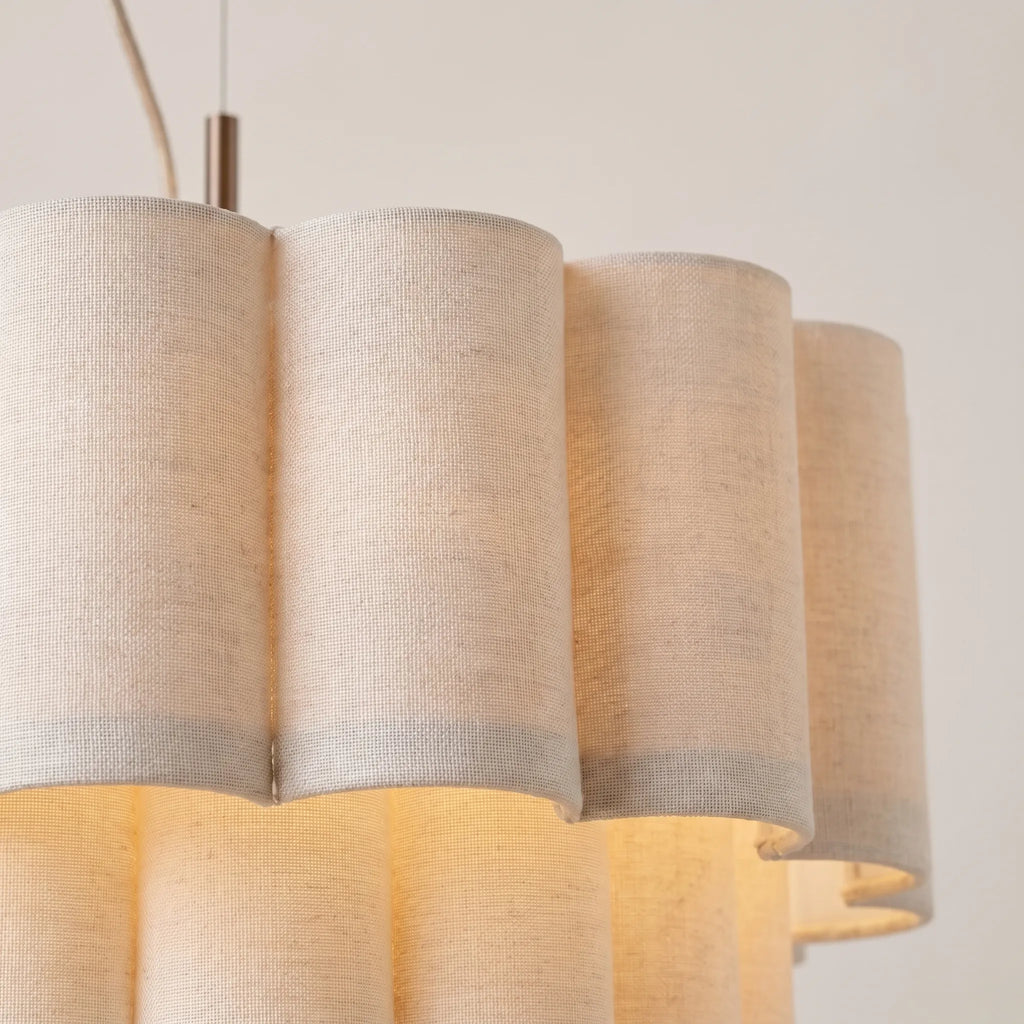 Scalloped Fabric Pendant Light -  Diffusing Overhead Glare - Wildoxy