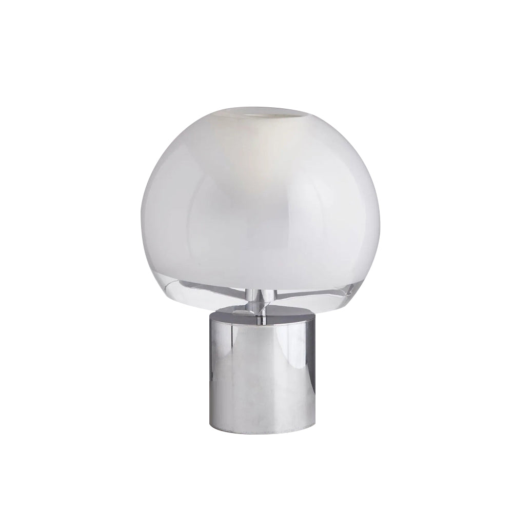 AuroraGlow Retro Table Lamp — Matte Glass Globe, Transparent Base
