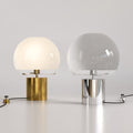 AuroraGlow Retro Table Lamp — Matte Glass Globe, Transparent Base