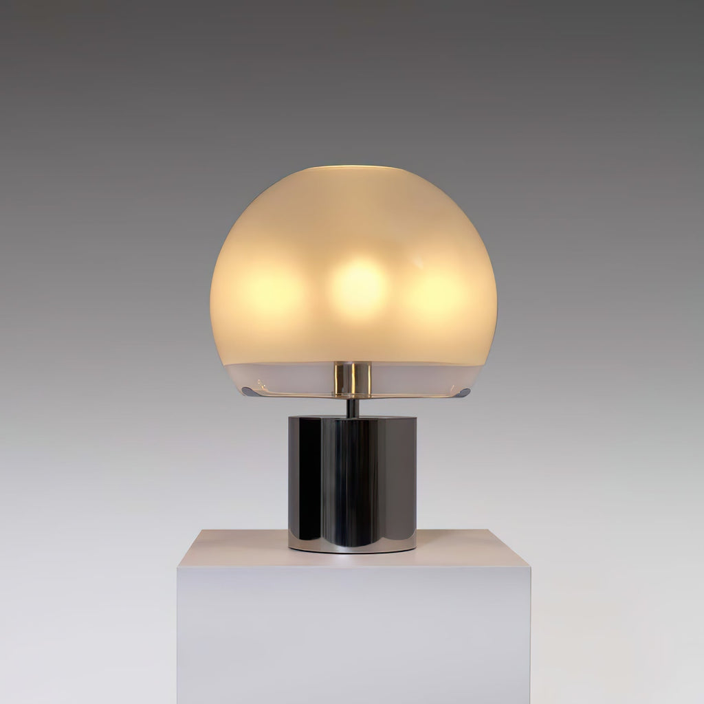 AuroraGlow Retro Table Lamp — Matte Glass Globe, Transparent Base