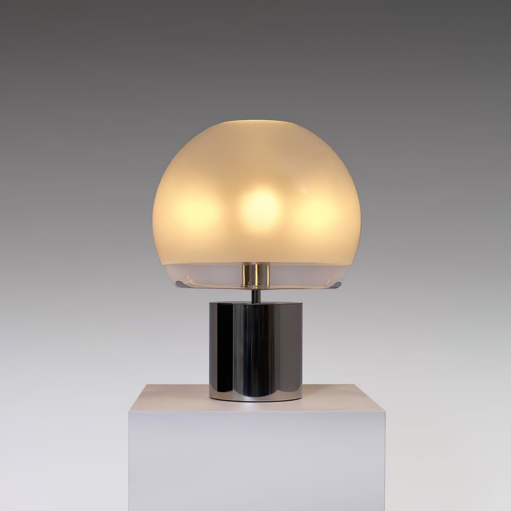 AuroraGlow Retro Table Lamp — Matte Glass Globe, Transparent Base
