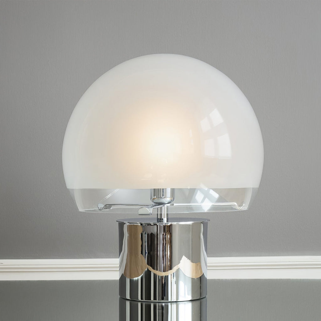 AuroraGlow Retro Table Lamp — Matte Glass Globe, Transparent Base