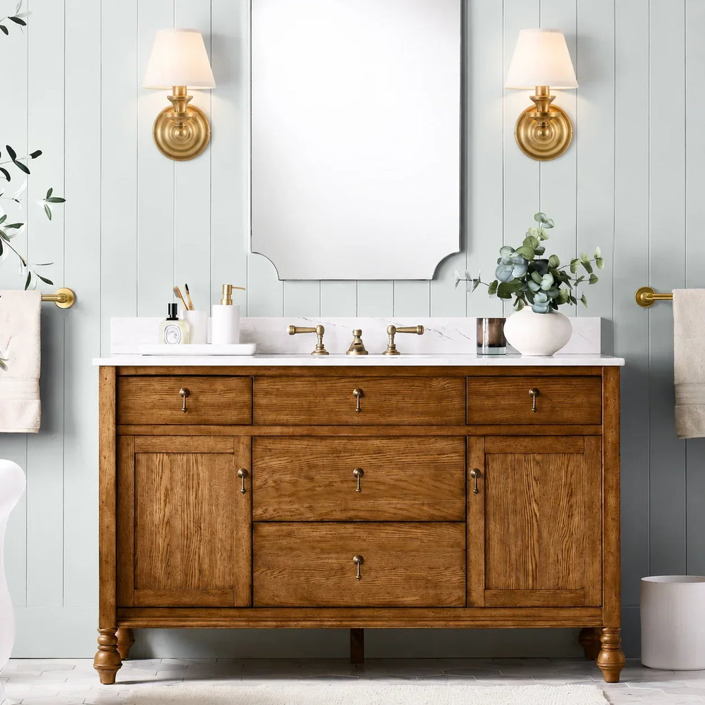 Vintage Wall Lamp — Linen Shade, Brass Fixture