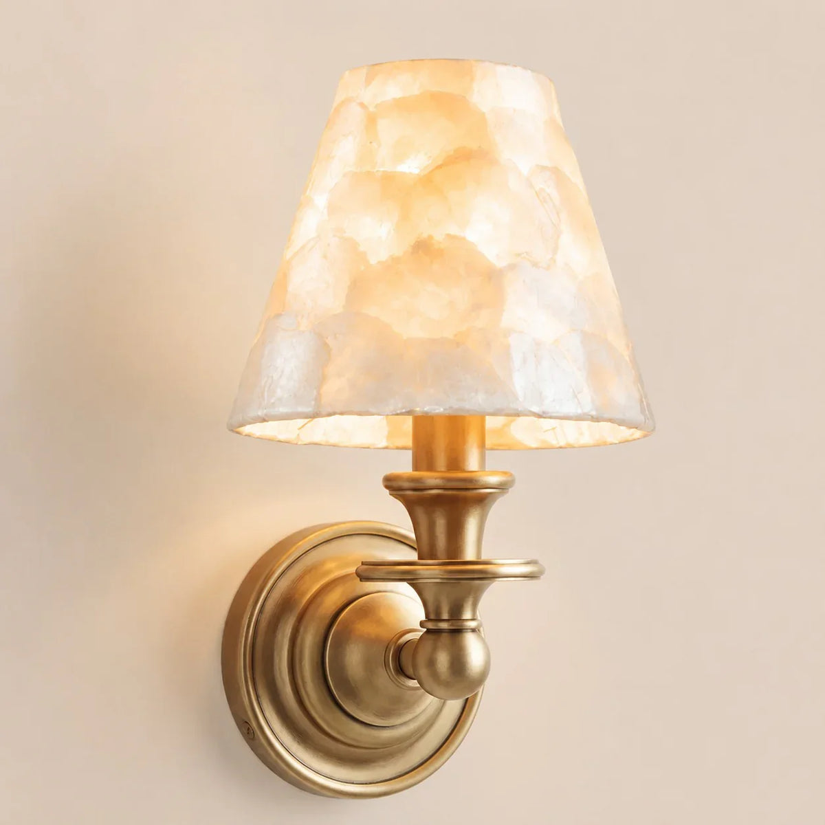 Vintage Wall Lamp — Linen Shade, Brass Fixture