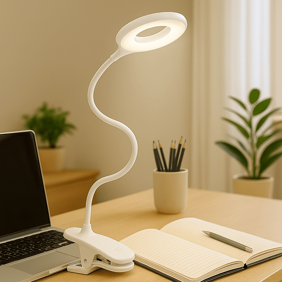 NovaClip Compact USB LED Clip-On Reading Lamp — Dimming Control, Adjustable Neck