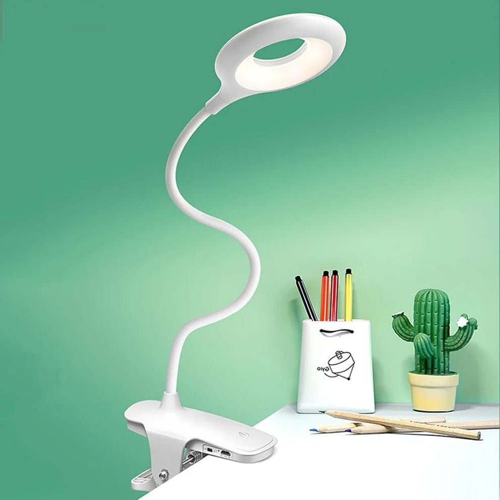 NovaClip Compact USB LED Clip-On Reading Lamp — Dimming Control, Adjustable Neck