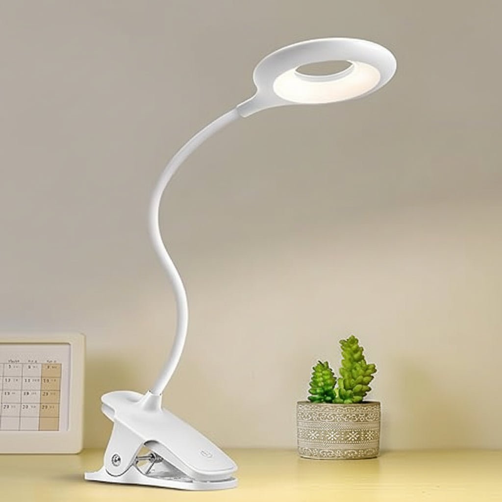 NovaClip Compact USB LED Clip-On Reading Lamp — Dimming Control, Adjustable Neck