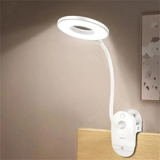 NovaClip Compact USB LED Clip-On Reading Lamp — Dimming Control, Adjustable Neck