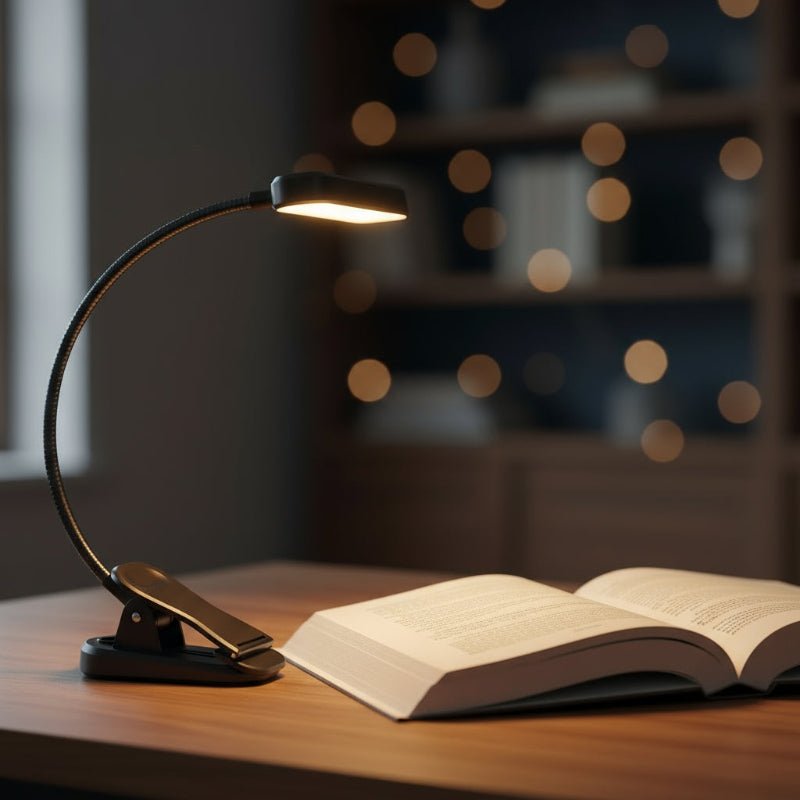 Lampada da lettura LED flessibile NovaLux — Ricarica USB, bracci regolabili, tre modalità di colore