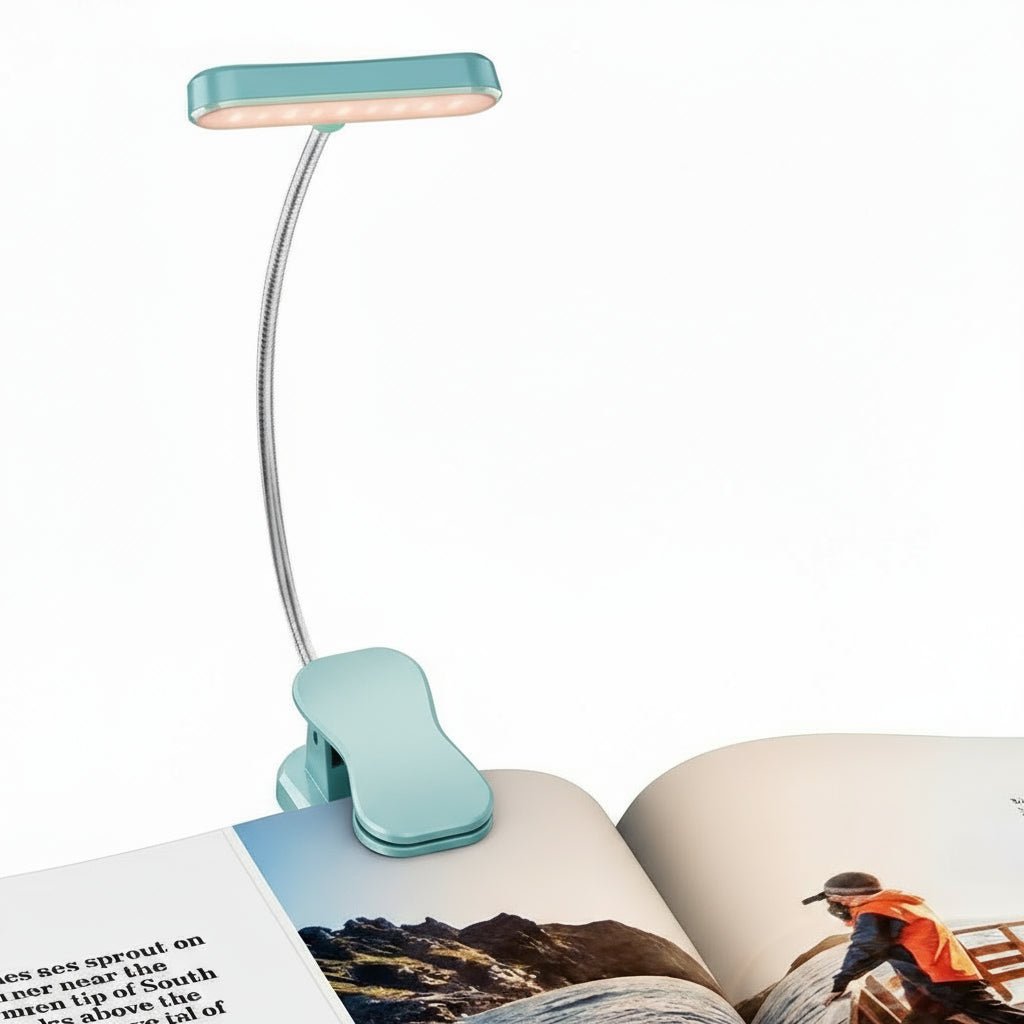 Lampada da lettura LED flessibile NovaLux — Ricarica USB, bracci regolabili, tre modalità di colore