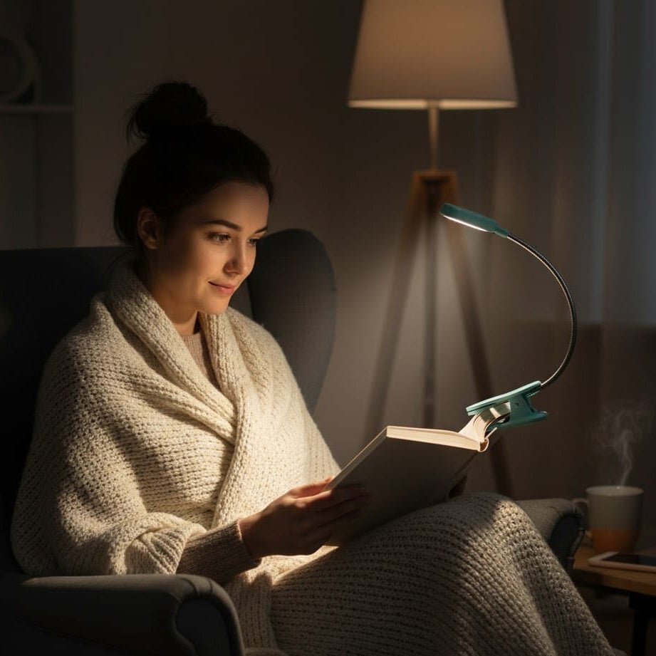 Lampada da lettura LED flessibile NovaLux — Ricarica USB, bracci regolabili, tre modalità di colore
