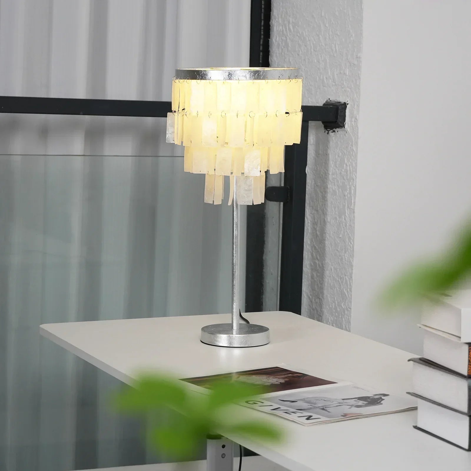 Rectangular Shell Waterfall Table Lamp | wildoxy