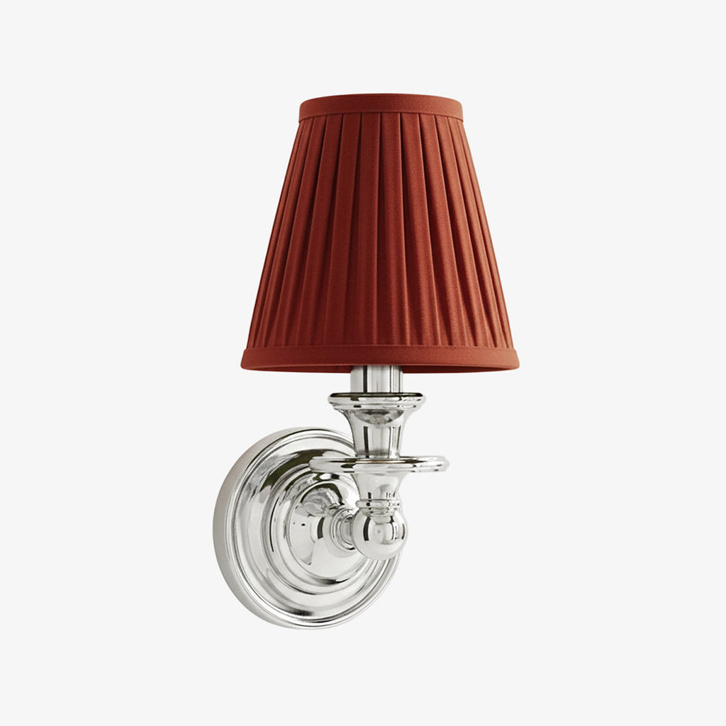Vägglampa i smidesjärn — tygskärm, svanhalsarm