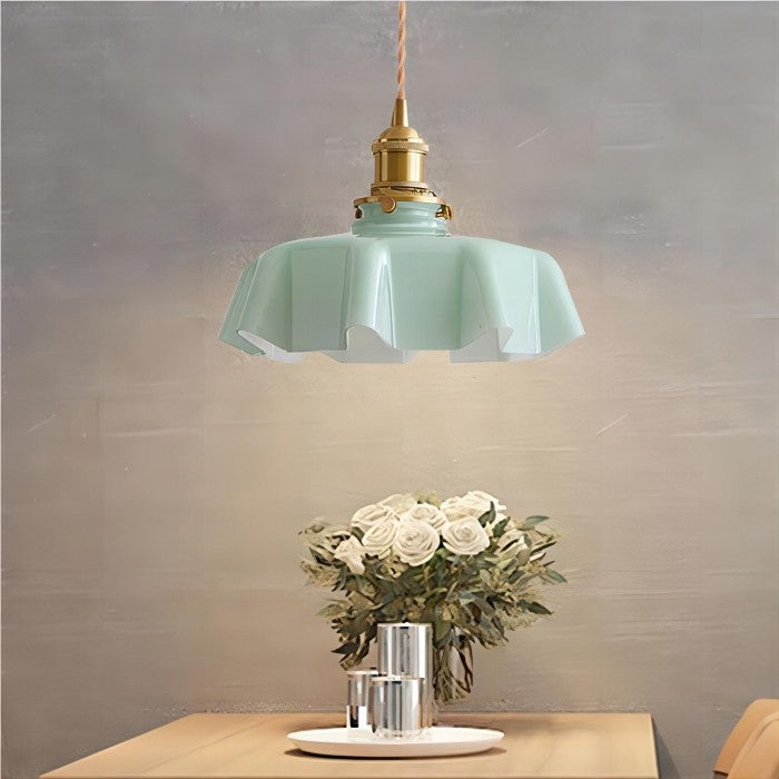 LumiFleur Cream Glass Flower Pendant Lamp