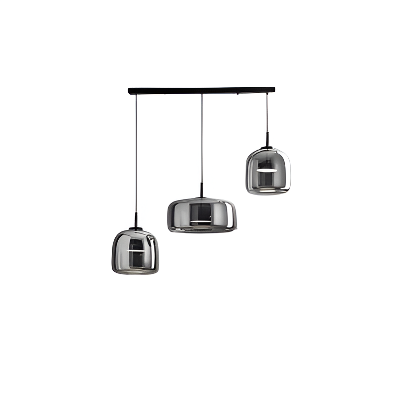 Multi-Pendant Smoked Glass Ceiling Fixture — Integrated LED