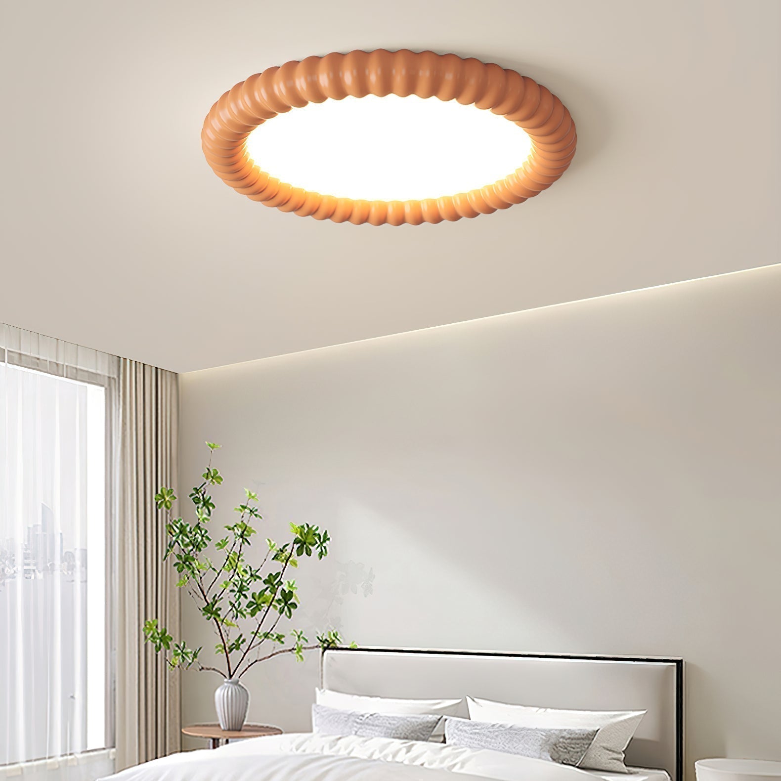LumaWave Halo Ceiling Lamp — Textured Ripple Edge, Gentle Ambient Glow
