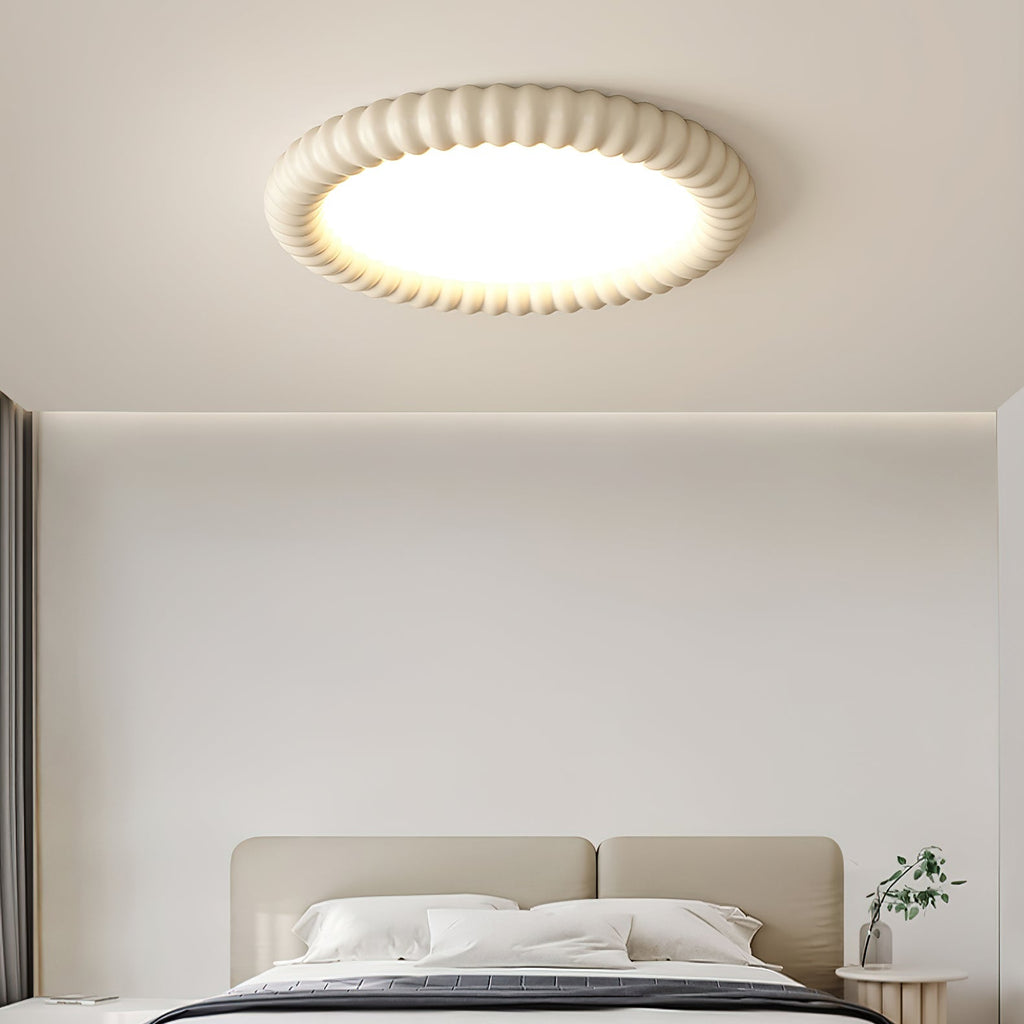 LumaWave Halo Ceiling Lamp — Textured Ripple Edge, Gentle Ambient Glow