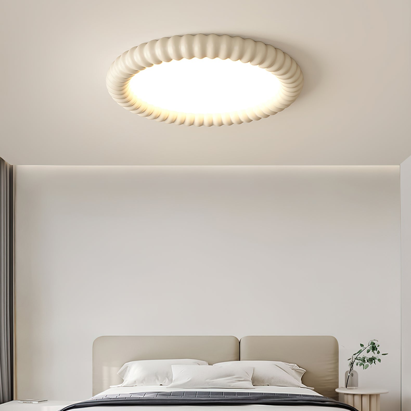 LumaWave Halo Ceiling Lamp — Textured Ripple Edge, Gentle Ambient Glow