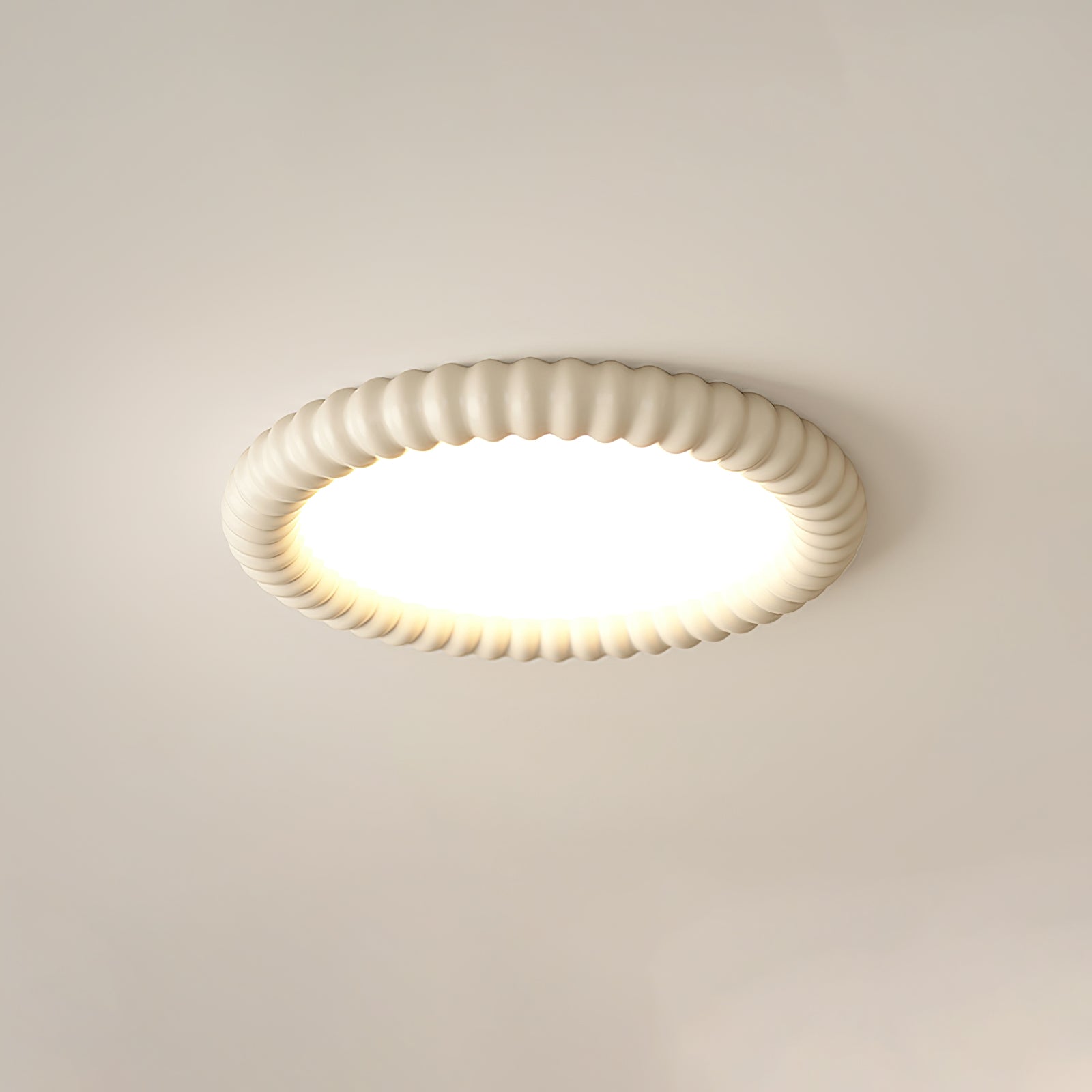 LumaWave Halo Ceiling Lamp — Textured Ripple Edge, Gentle Ambient Glow