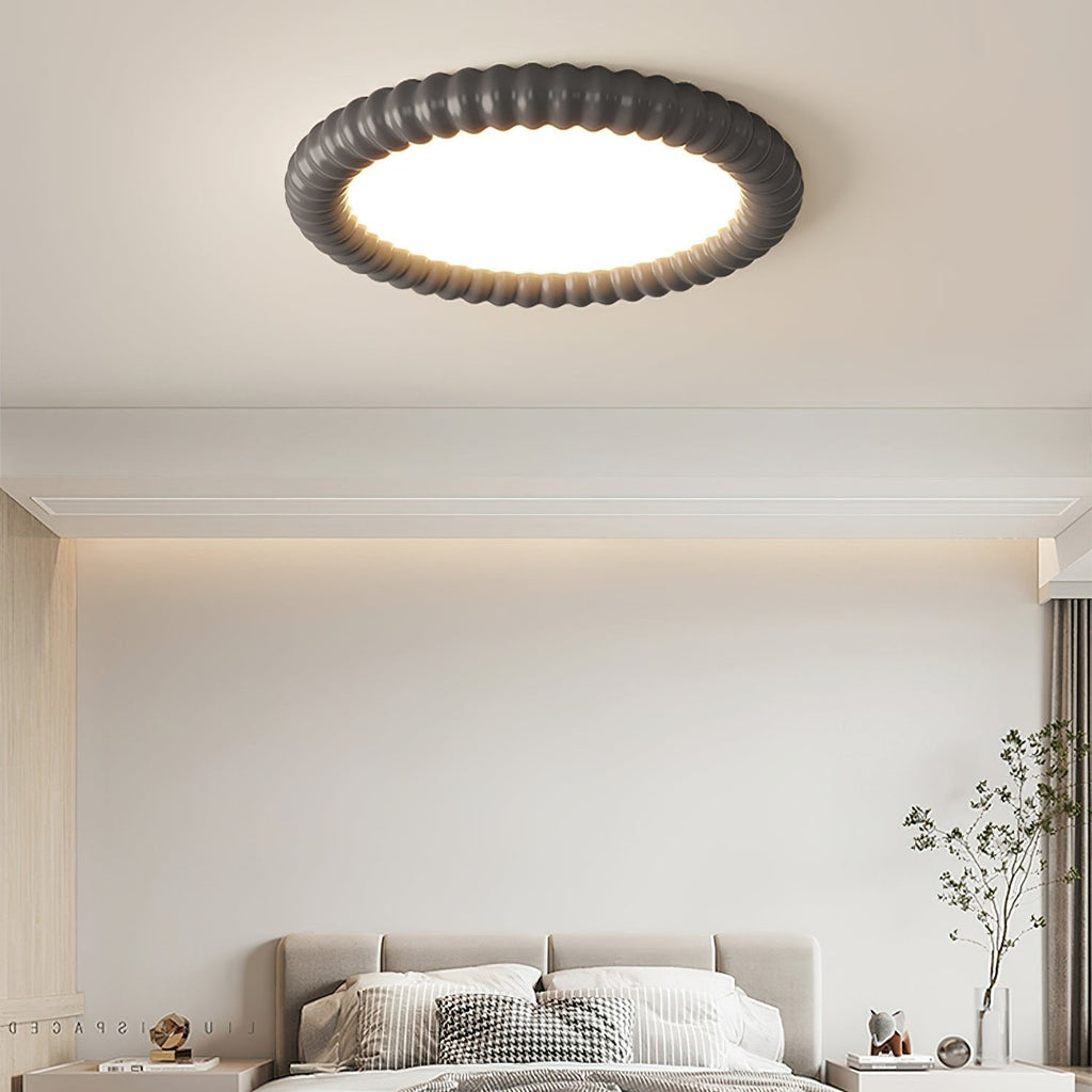 LumaWave Halo Ceiling Lamp — Textured Ripple Edge, Gentle Ambient Glow