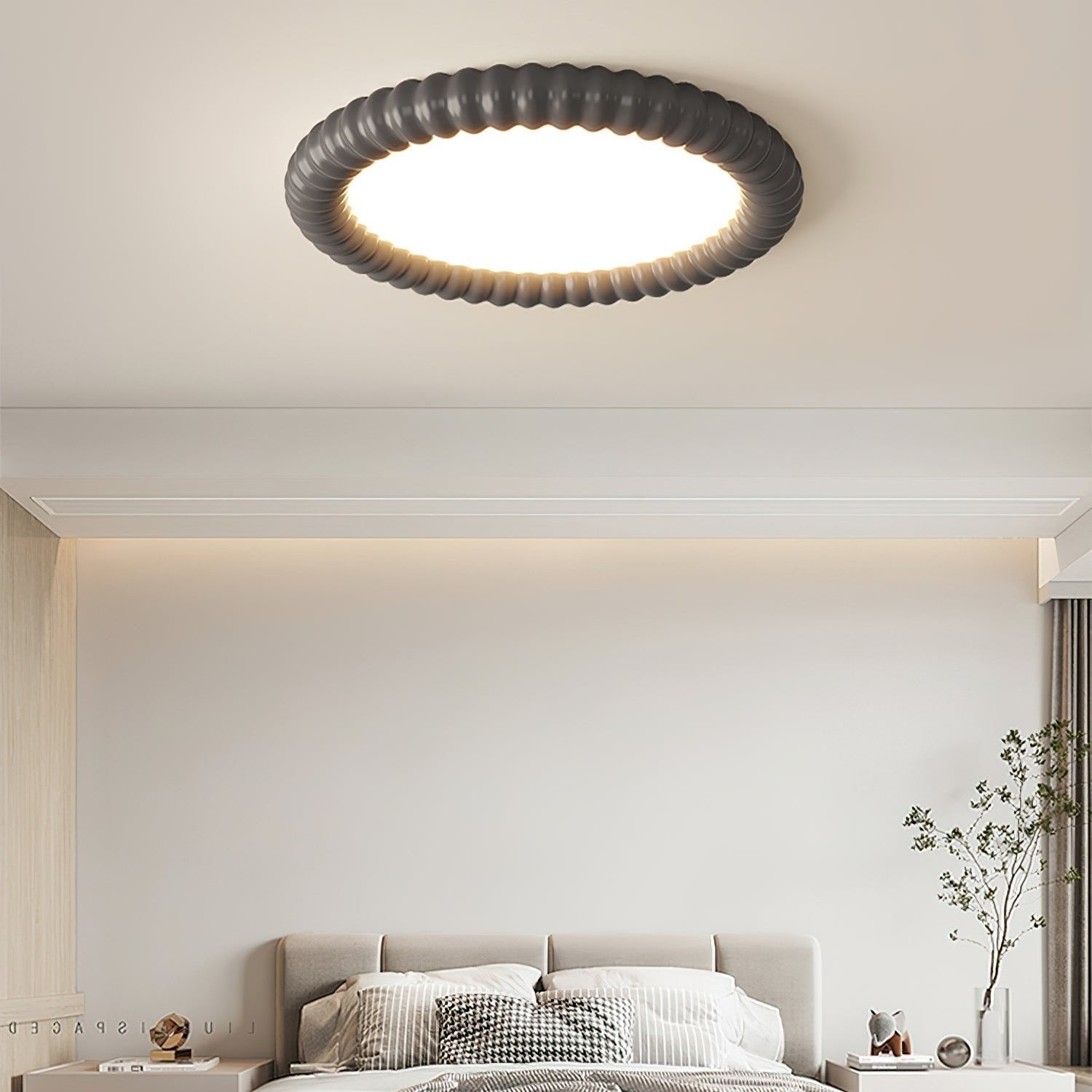 LumaWave Halo Ceiling Lamp — Textured Ripple Edge, Gentle Ambient Glow