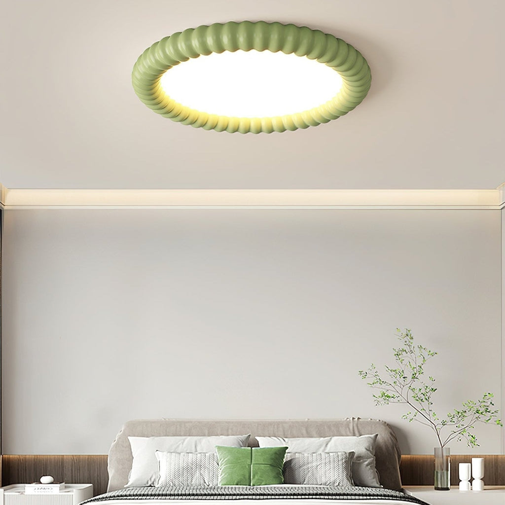 LumaWave Halo Ceiling Lamp — Textured Ripple Edge, Gentle Ambient Glow