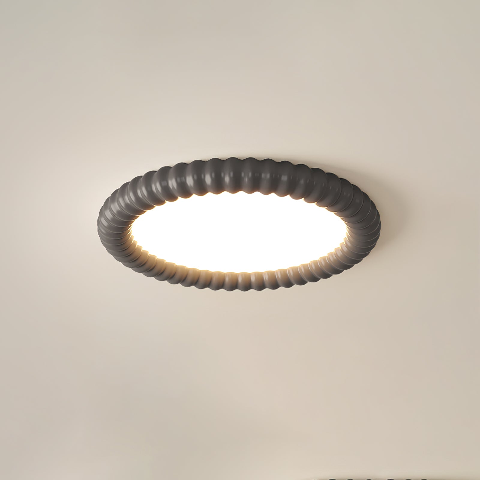 LumaWave Halo Ceiling Lamp — Textured Ripple Edge, Gentle Ambient Glow
