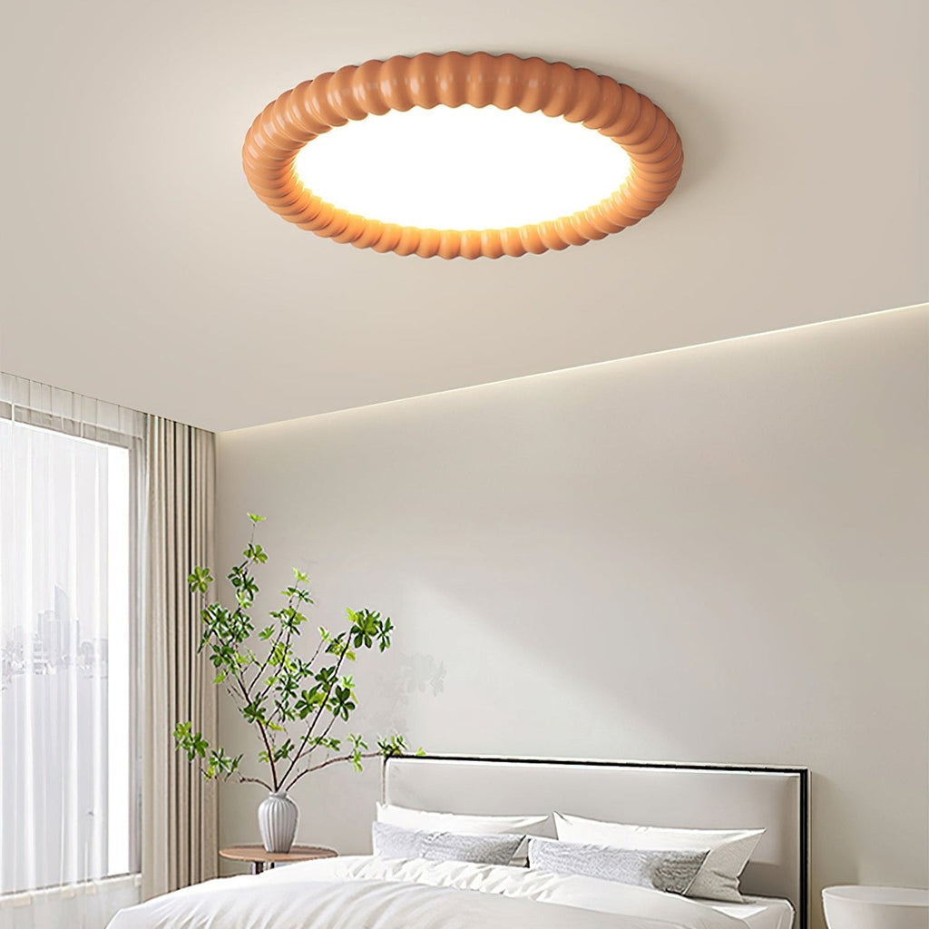 LumaWave Halo Ceiling Lamp — Textured Ripple Edge, Gentle Ambient Glow