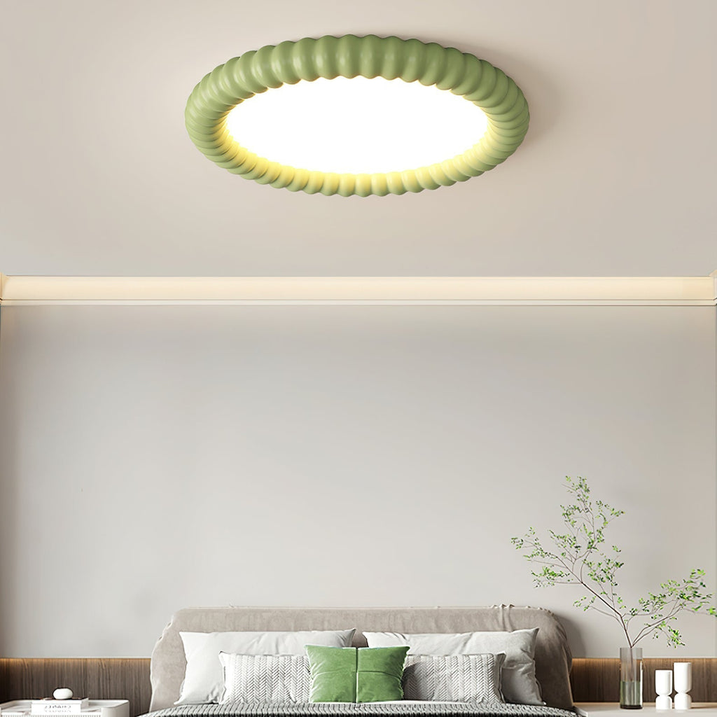 LumaWave Halo Ceiling Lamp — Textured Ripple Edge, Gentle Ambient Glow