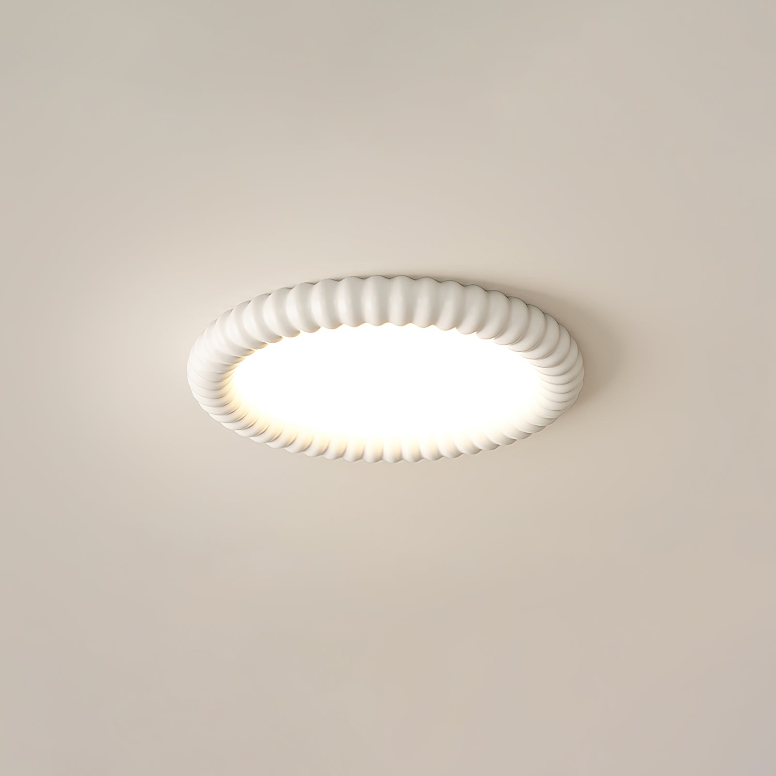 LumaWave Halo Ceiling Lamp — Textured Ripple Edge, Gentle Ambient Glow