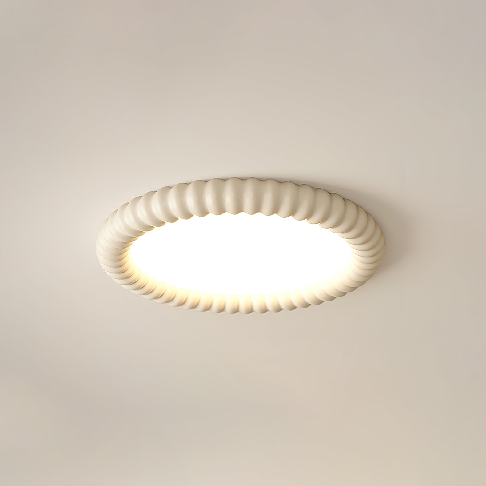 LumaWave Halo Ceiling Lamp — Textured Ripple Edge, Gentle Ambient Glow