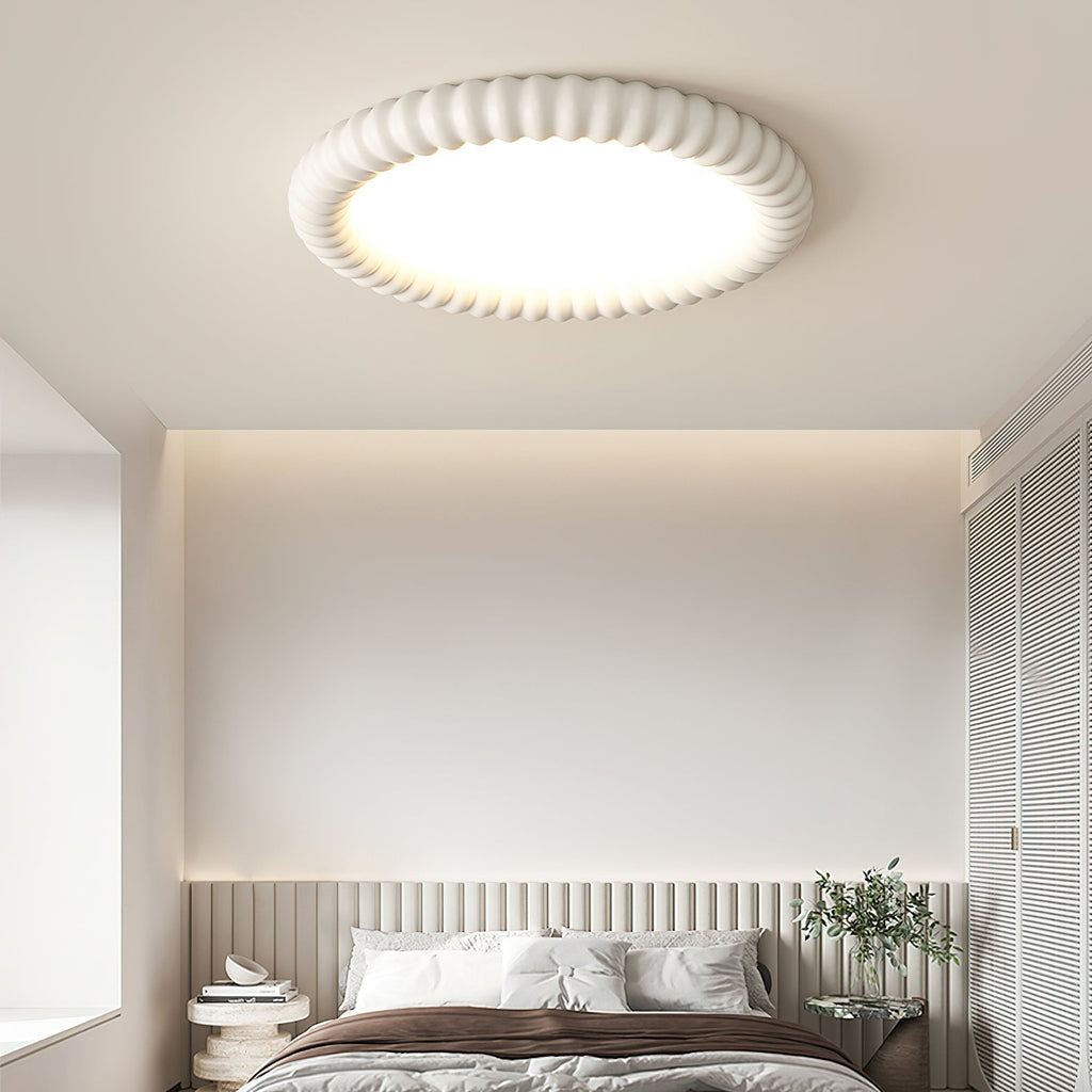 LumaWave Halo Ceiling Lamp — Textured Ripple Edge, Gentle Ambient Glow