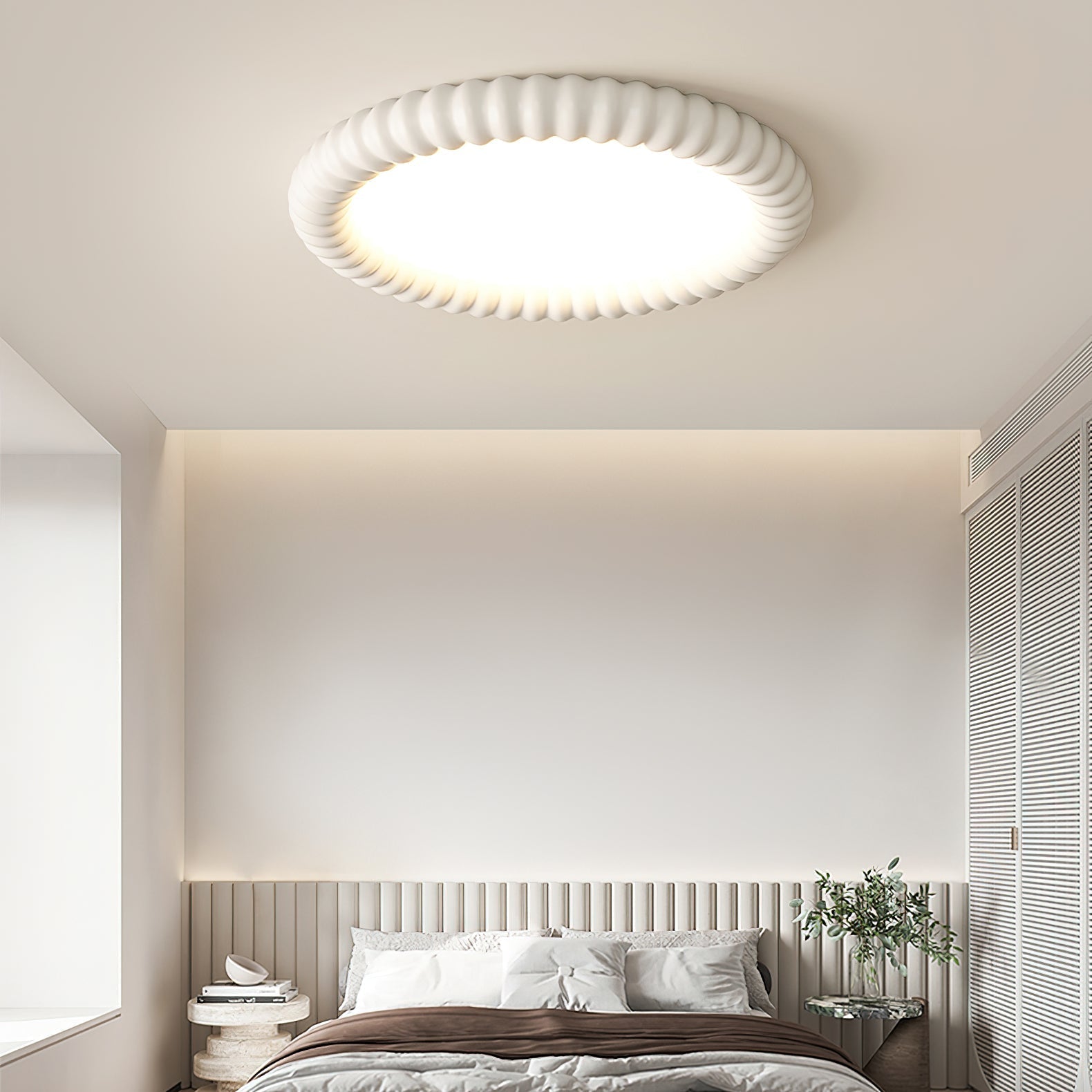 LumaWave Halo Ceiling Lamp — Textured Ripple Edge, Gentle Ambient Glow