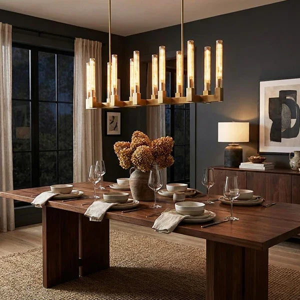 Round Brass Linear Chandelier | wildoxy