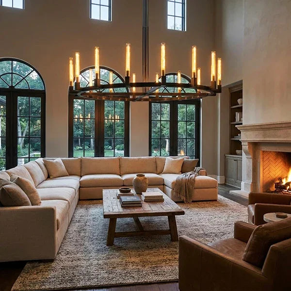 Round Brass Linear Chandelier | wildoxy