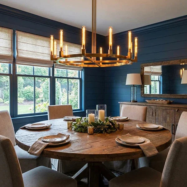 Round Brass Linear Chandelier | wildoxy