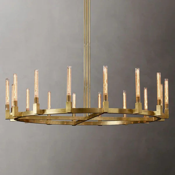 Round Brass Linear Chandelier | wildoxy