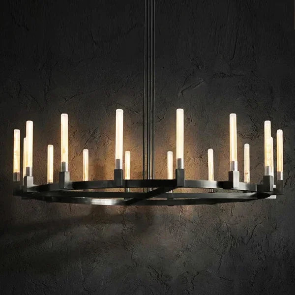 Round Brass Linear Chandelier | wildoxy