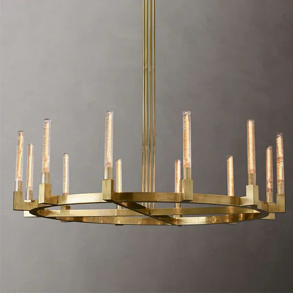 Round Brass Linear Chandelier | wildoxy