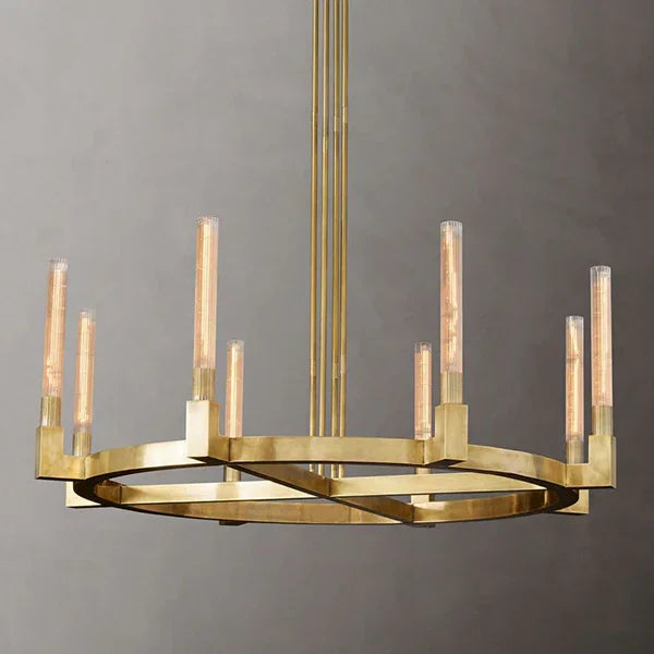 Round Brass Linear Chandelier | wildoxy