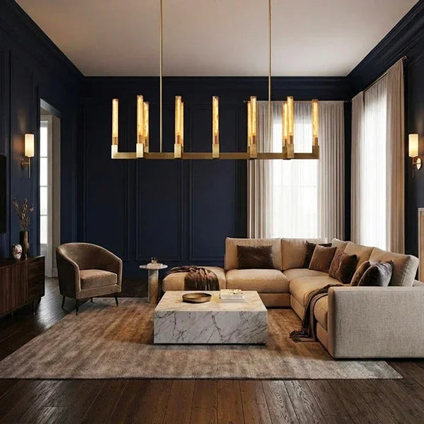 Round Brass Linear Chandelier | wildoxy