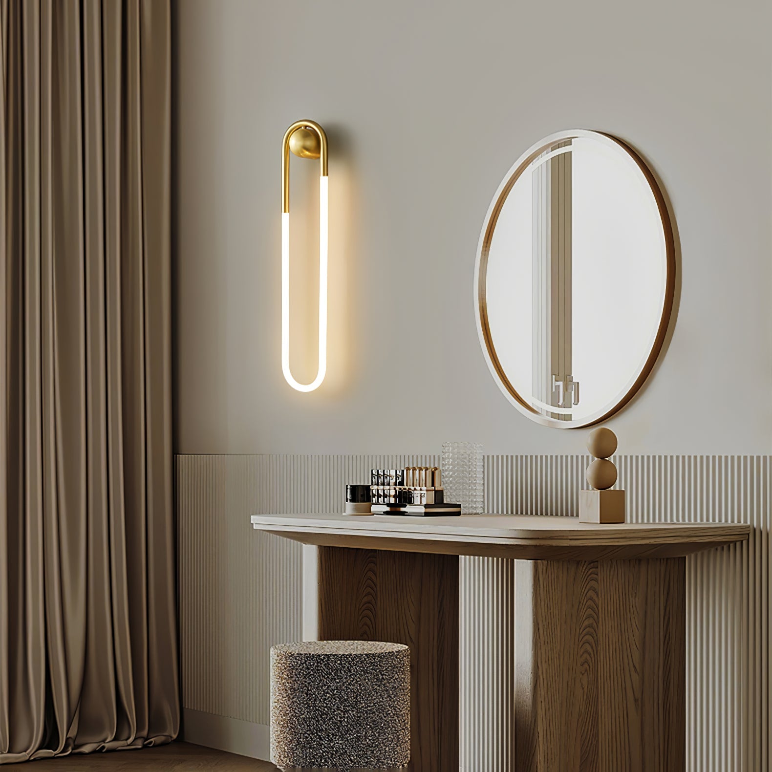 Modern LED Wall Light | Brass & Black Minimalist Wall Lamp | Wildoxy