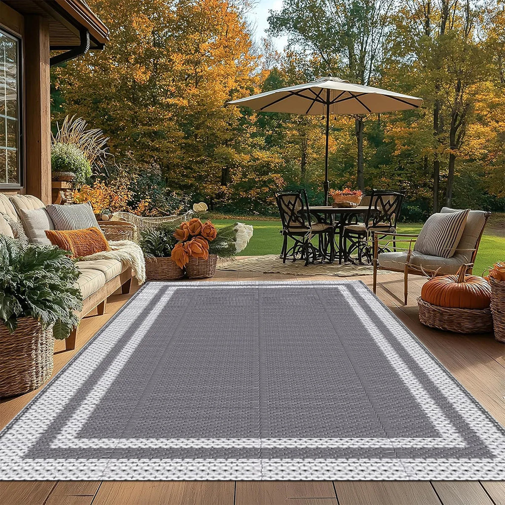 Alfombra de exterior de PP gris impermeable, plegable, 120x180cm