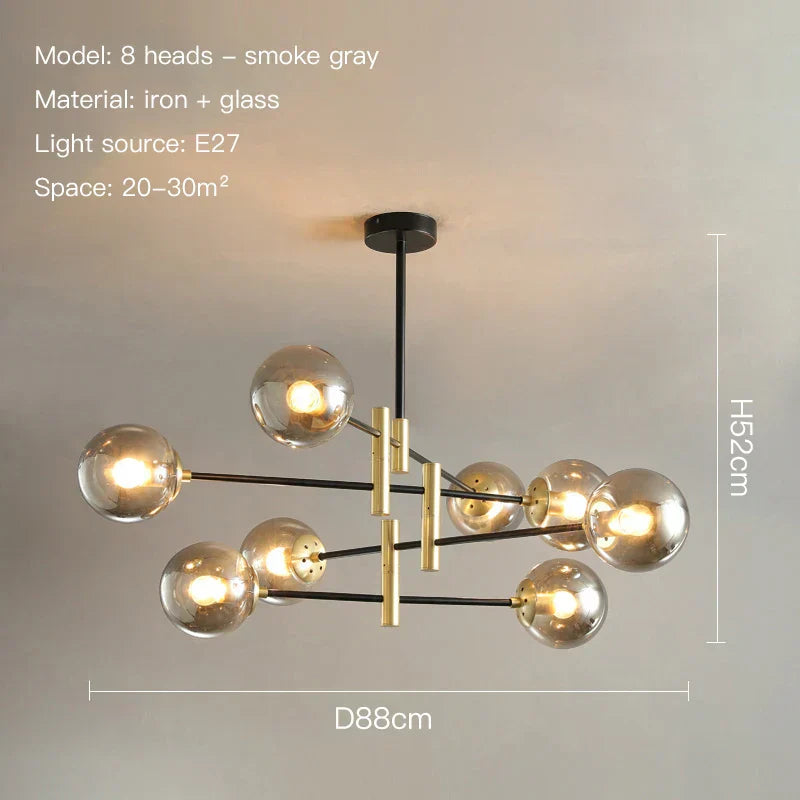 Auralis Black and Gold Adjustable Ceiling Chandelier