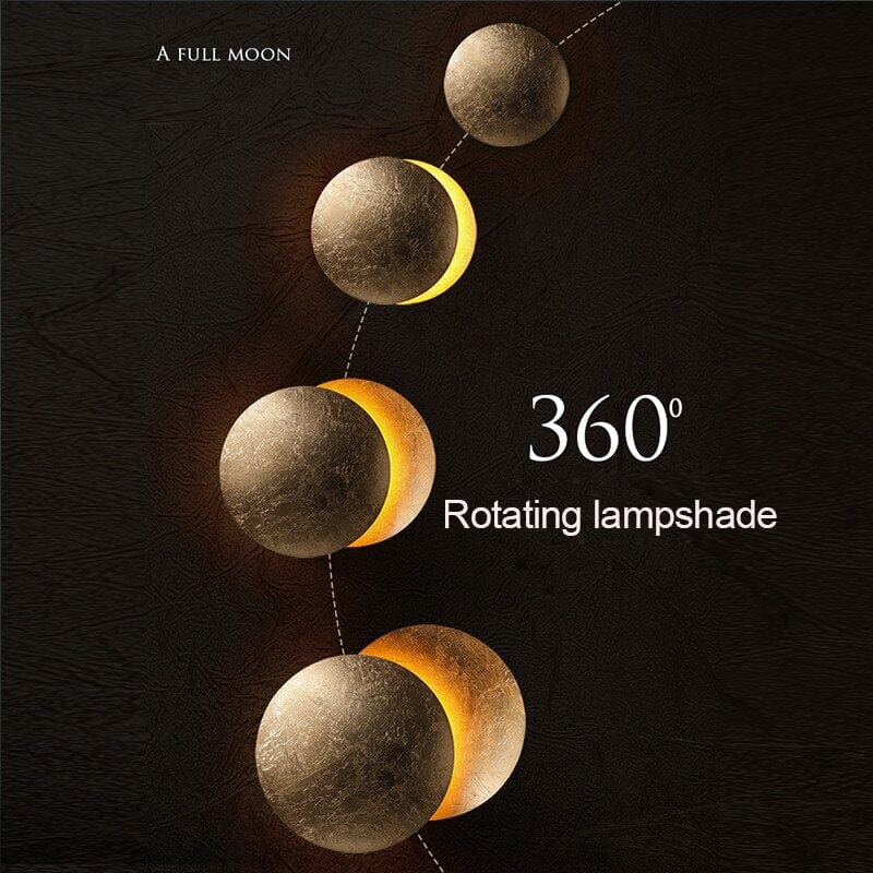 Nocturne Moon Wall Lamp — 30-Degree Tilt, Rotatable Shade, Adjustable LED Light