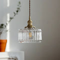 Gerippte Glas-Pendelleuchte - Kupfer, transparentes Grau, E27
