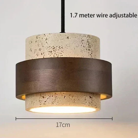 NovaWood Stone-Wood Pendant Lamp — 1-E27 Socket, Non-Dimmable