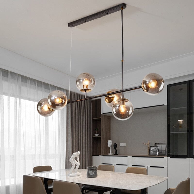 Astraeon Aluminum Glass Chandelier — Glass Ball Centerpiece In Gold Or Black Finish