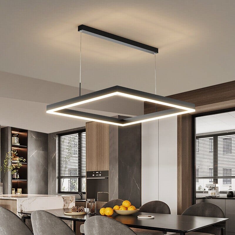 Square Geometric Pendant Chandelier — Contemporary Design, Warm Glow