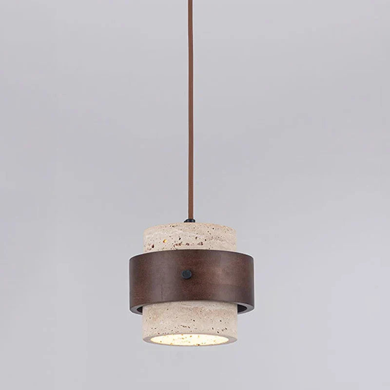 NovaWood Stone-Wood Pendant Lamp — 1-E27 Socket, Non-Dimmable